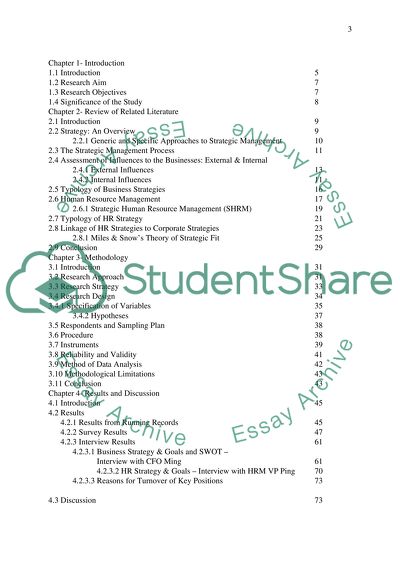 Dissertation on strategic management