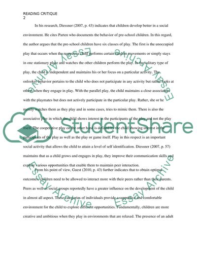 Reading Critique Research Paper