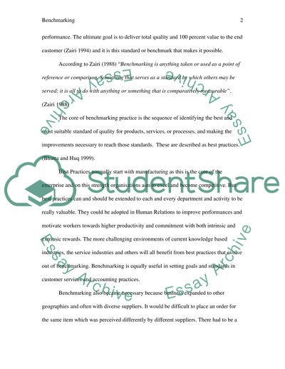 Benchmarking: Business Excellence and Total Quality Management