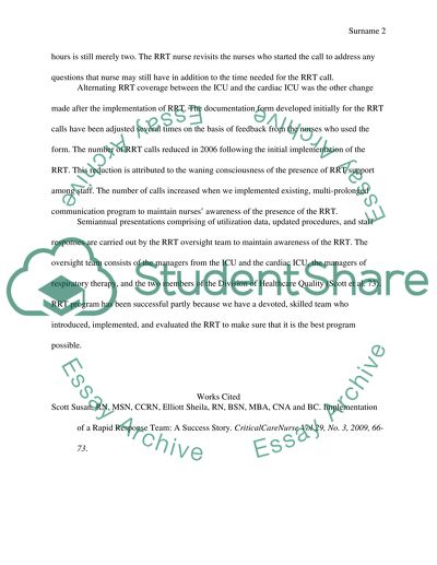 Application of Rapid Response Teams