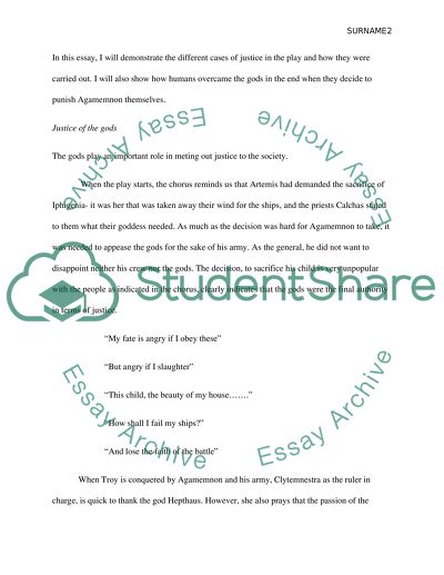 Justice in Agamemnons Family in the Oresteia