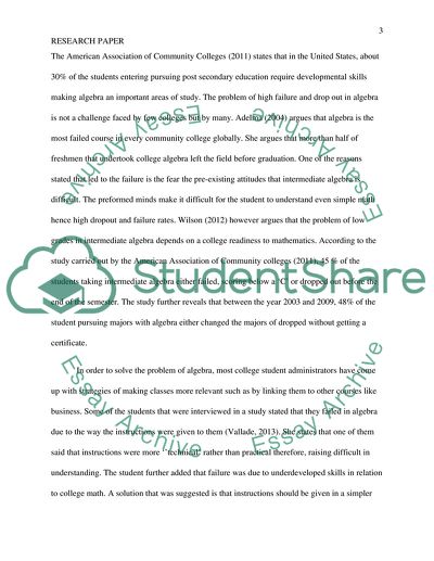 High Failure of Taking Intermediate College Algebra