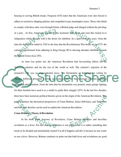 Theoretical Causes of the American Revolution