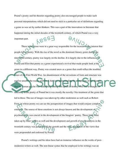 Ezra Pound and his influence on Literature of the Twentieth Century