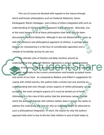 Dreyfus and Kellys Take on Nihilism