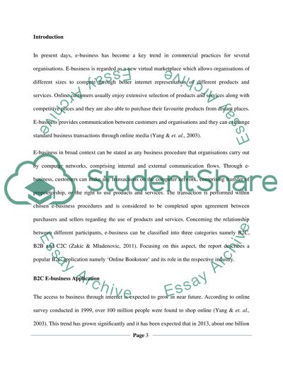 Online Bookstores as e-Business Applications