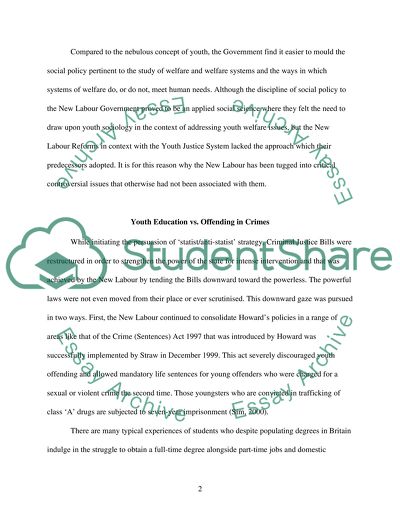 The New Labour. Young People and Youth Offending