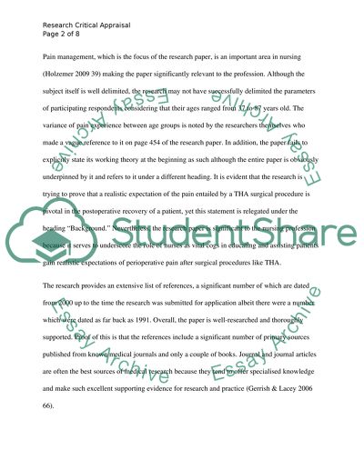 Patient Undergoing Total Hip Arthroplasty: A Perioperative Pain Experience