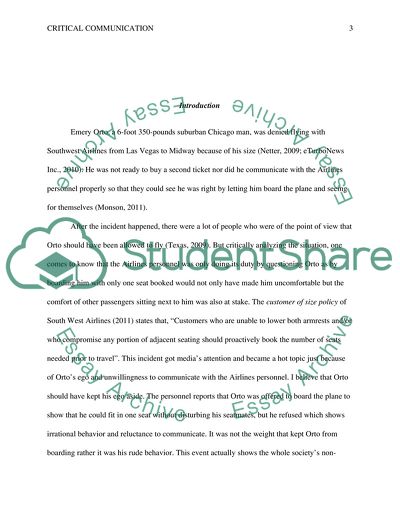 ABSTRACT AND CONCLUSION for my critical communication event in recent history