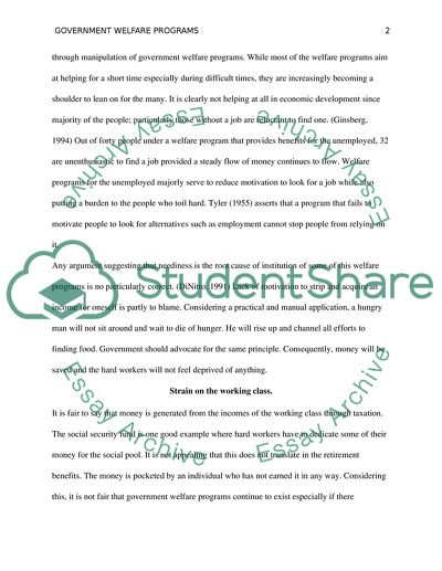 Critical thinking paper(All forms of government welfare should be abolished.)