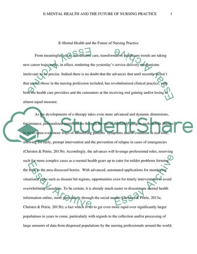 How might developments in e-mental health influence mental health nursing practice in the coming decade