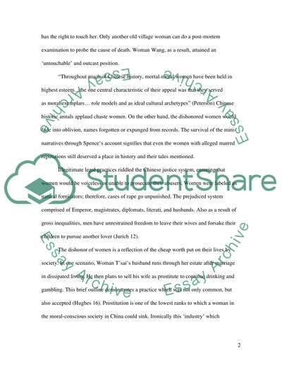 Female Dishonor in The Death of Woman Wang