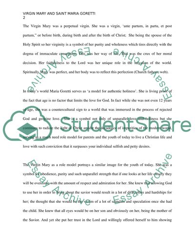 Report about Virgin Mary and Saint Maria Goretti