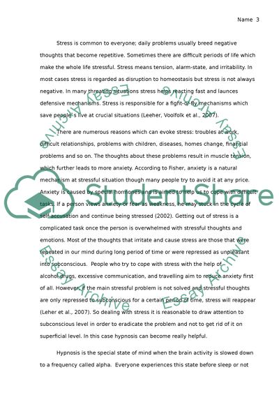 Self-Hypnosis as a Stress-Management Technique