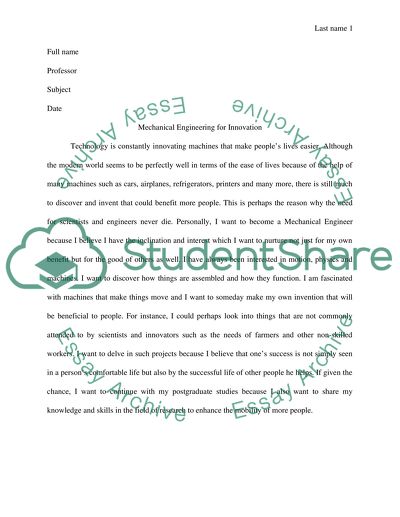 Mechanical Engineering for Innovation