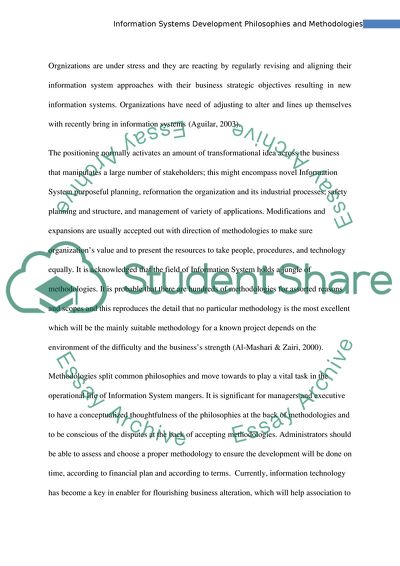 Information Systems Development Philosophies and Methodologies