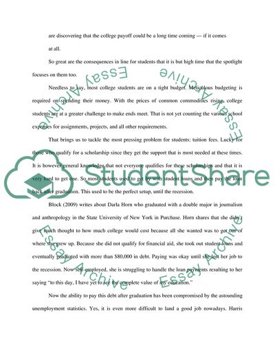 Research Papers: What is the impact of recession to my life as a college student