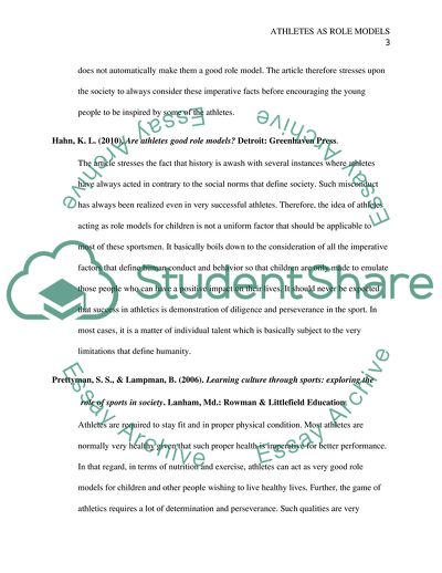 Athletes as Role Models and Popular Culture