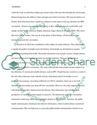 Media Influence on Human Papilloma Virus and Vaccines