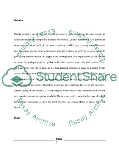 Principles of quality control relating to business management