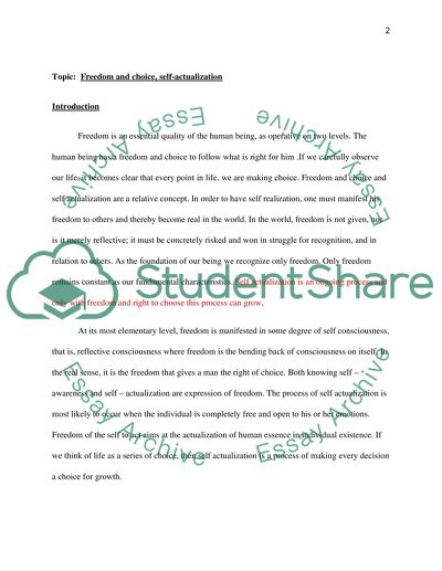 Freedom and choice, self-actualization