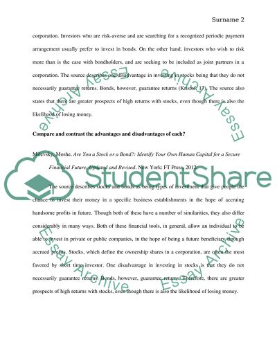 Mishari: Stock versus Bonds