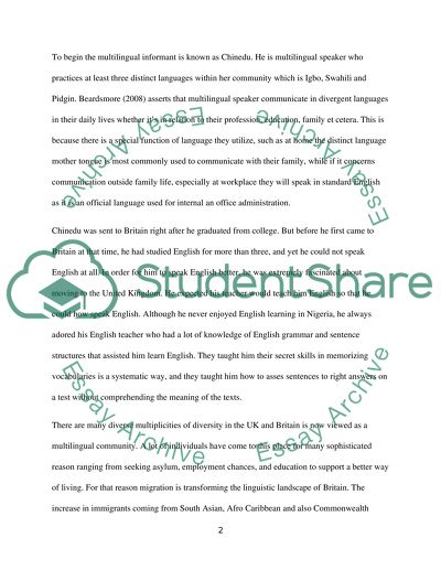 A Narrative Account of a Multilingual Informant