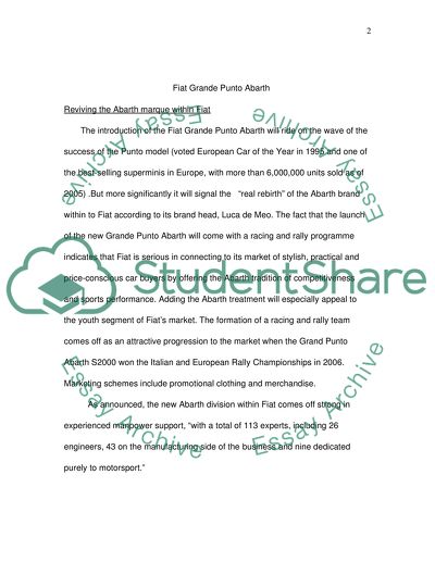 Marketing strategy of Fiat Grande Punto Abarth