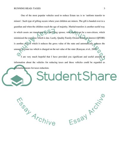 Vehicles to Minimize Taxes