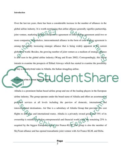 Evaluation of the Current Status of Alitalia