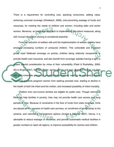 The Effects of Health Care Reform on Women and Children in America