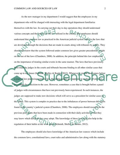 Common Law and Sources of Law