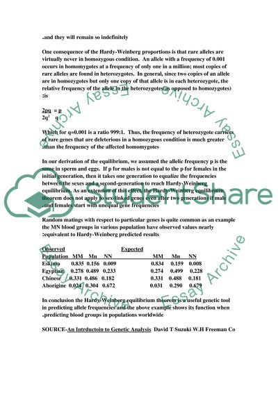 The Hardy-Weinberg Equilibrium