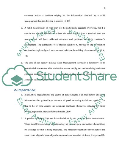 Analytical Measurements Should be Made to Satisfy an Agreed Requirement