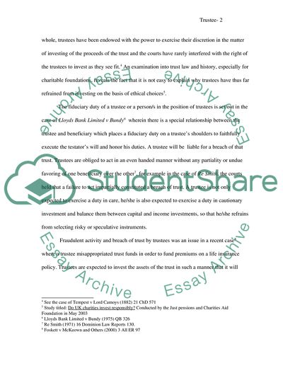 The Provisions of the Trustee Act of 2000