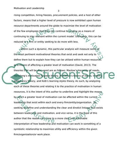 Motivation and Leadership: A Discussion into Operational Theories and Practice