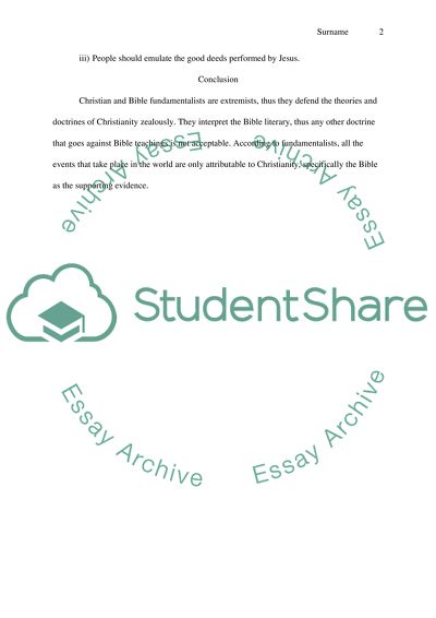 Analysis of The Christian and Bible Fundamentalism