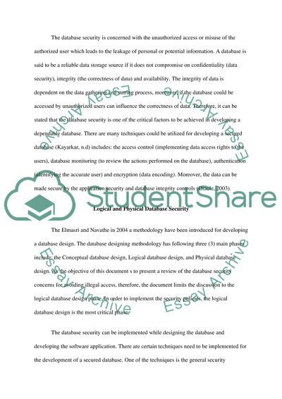 Logical and Physical Database Security