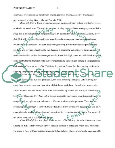 Pricing Strategy River Side Cafe