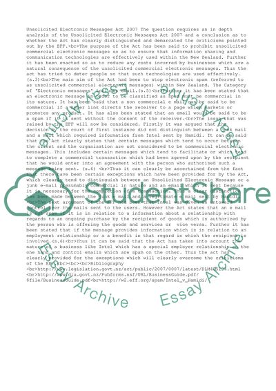 Unsolicited electronic messages act 2007