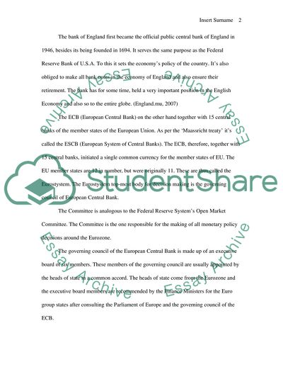 The Bank of England and the European Central Bank