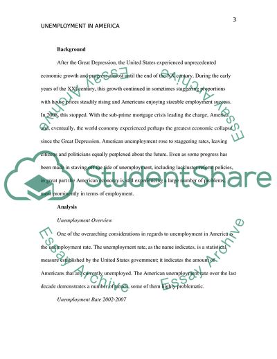 Unemployment in America