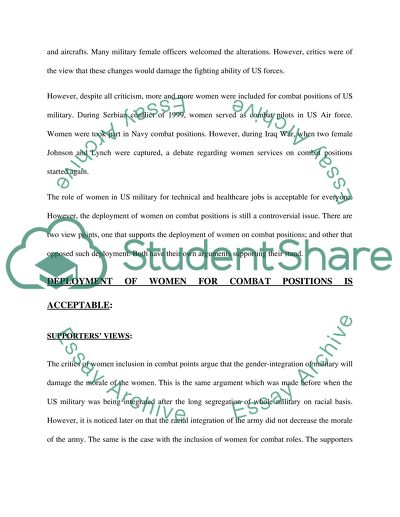 The Role of Women In The U.S. Military