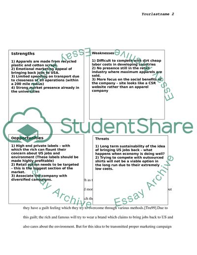 Marketing: Analysis of SustainU