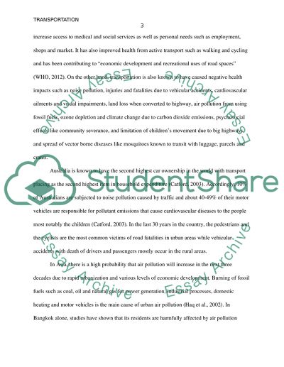 Transport and Its Effects on Health