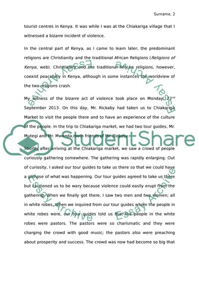 A Violent Event When I Was in Kenya