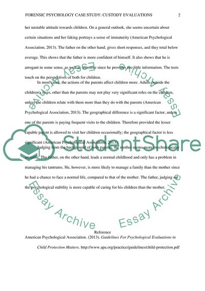 Forensic Psychology Case Study: Custody Evaluations