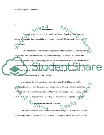 Modern Environmental Crimes and Toxic Waste Sites: Volatile Organic Compounds