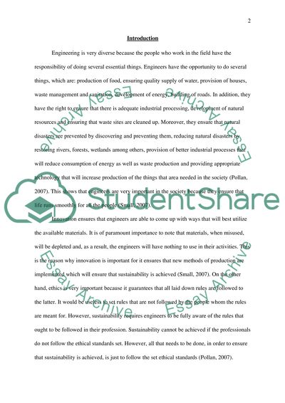 Innovation, Ethics and Sustainability in Engineering