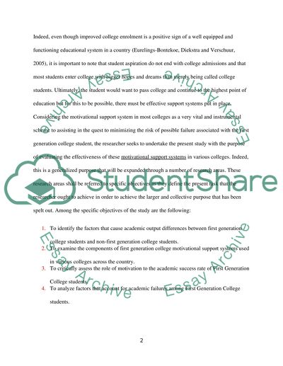 First Generation College Motivational Support Systems